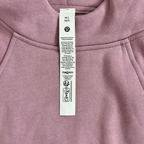 Lululemon Scuba Oversized Funnel Neck Side-Slit Hoodie M/L Athleisure Cozy Mauve - Picture 8 of 16
